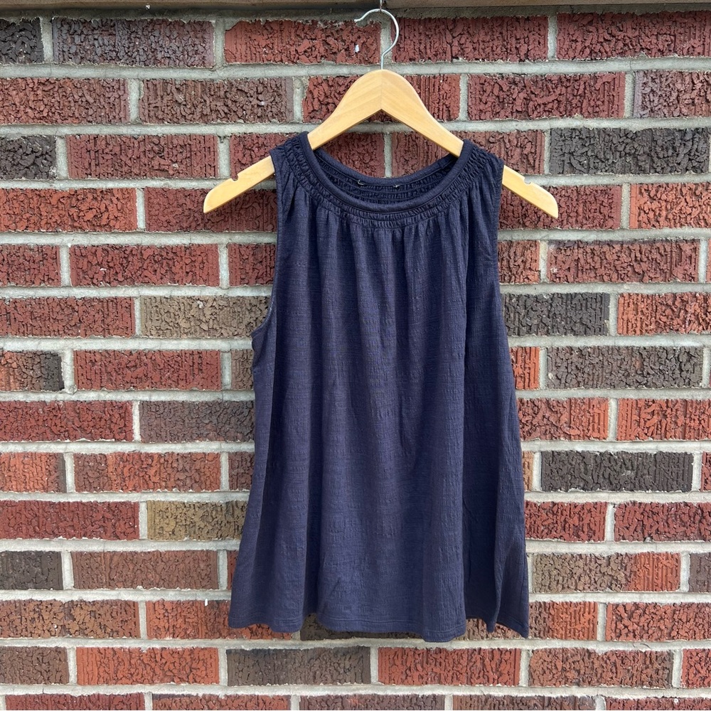 Banana Republic Navy Blue Scrunch Front Sleeveless Tank Top